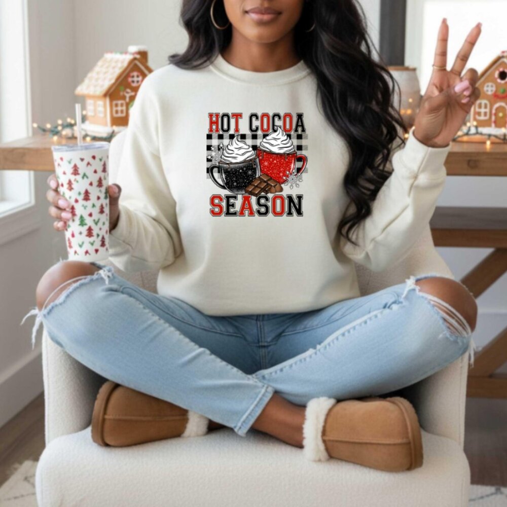 Hot Cocoa Season Sweatshirt- Color: White/ New